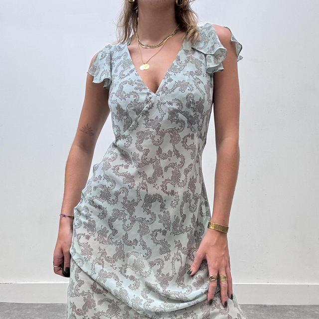 Blue paisley sheer midi dress