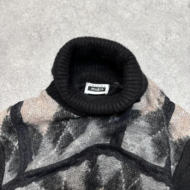 Argyle wool lace mohair jumper