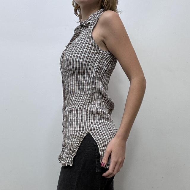Checked gingham crinkle shirt