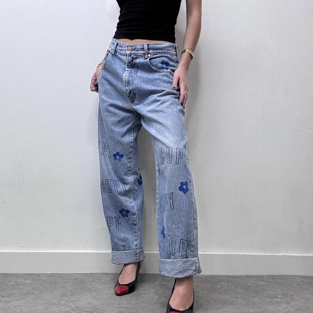 Oversized baggy printed jeans