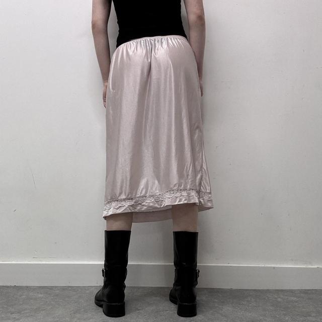 Vintage coquette pink lace slip skirt