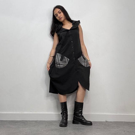 Pinstripe structured cargo dress