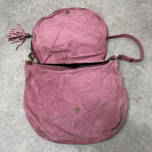 Diamonte pink suede satchal bag