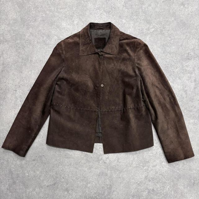 Brown suede boxy blazer