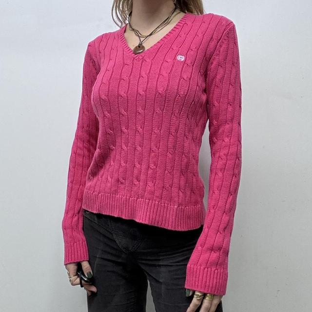 Slouchy pink cable knit jumper