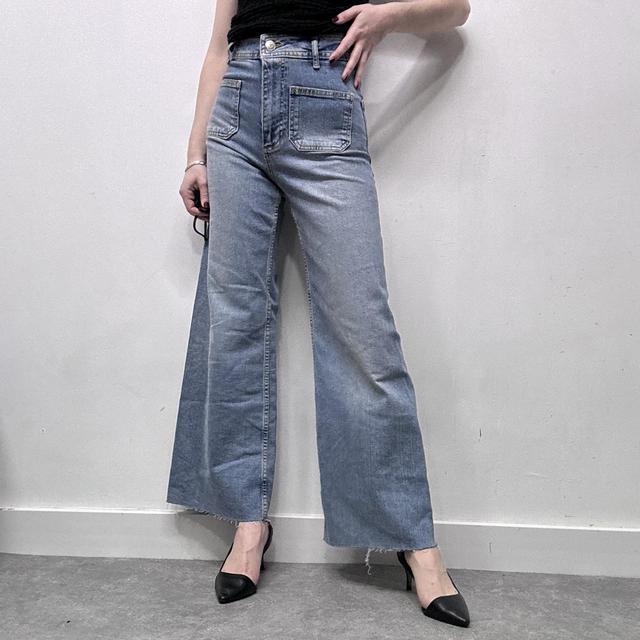 Flared pocket front wide leg zara jeans