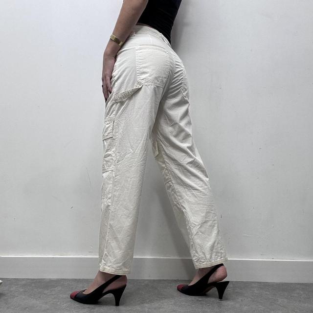 White straight leg minimalist tech trousers