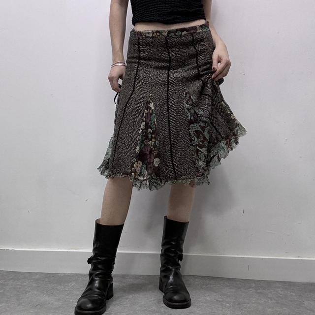 Fairy tweed flared midi skirt