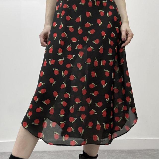Black rose print summer dress