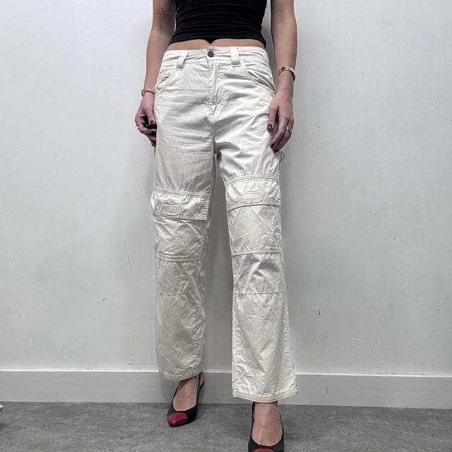 White straight leg minimalist tech trousers