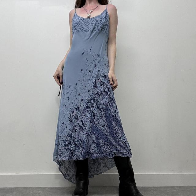 Blue floral 90s bias dress
