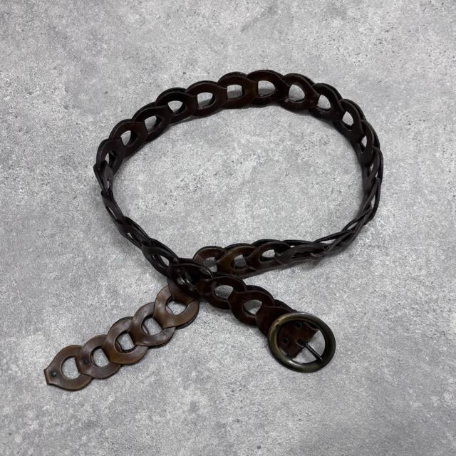 Woven brown leather belt