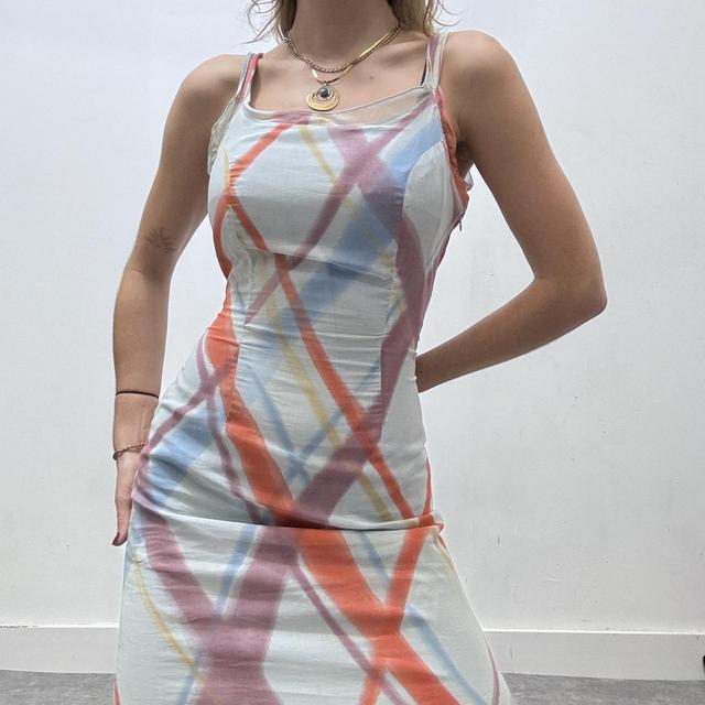 Checked print midi dress
