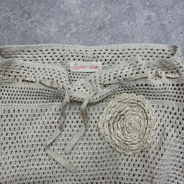 Cream crochet lace sheer midi skirt