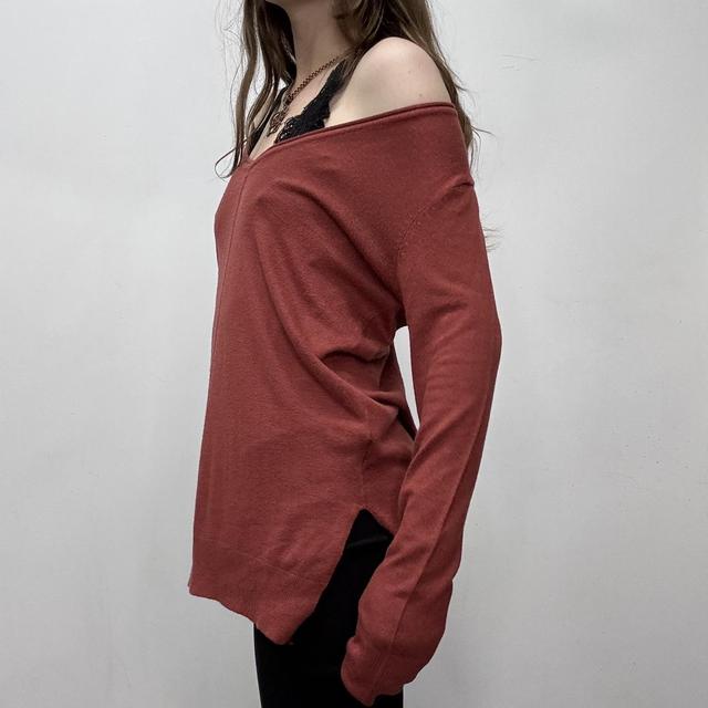 Slouchy wide neck knit jumper