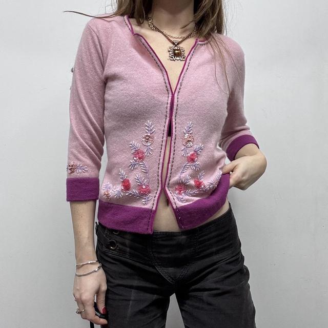 Pink wool knitted fairy cardigan