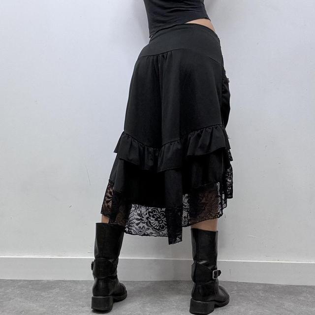 Black lace chain belt gothic skirt