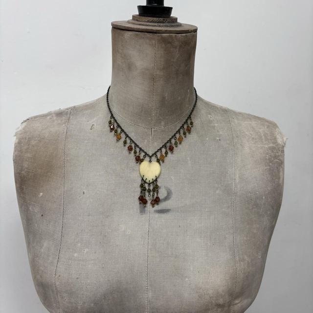 Brown gemstone heart necklace