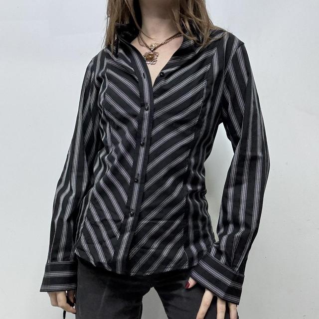 Office pinstripe flared grunge shirt