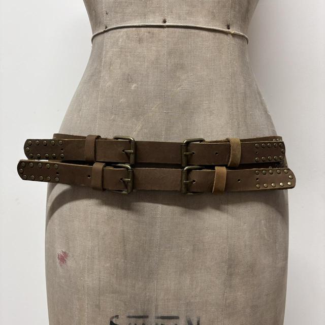 Brown buckle studded belt