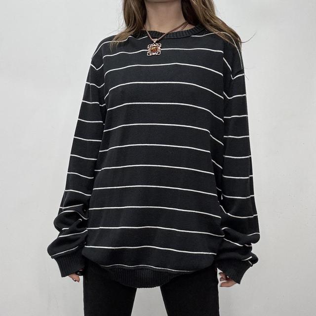 Black chunky knit pinstripe jumper