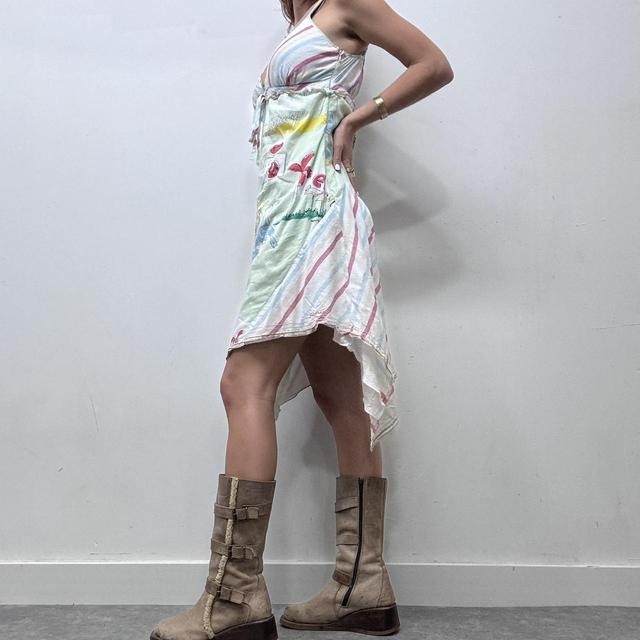 Graphic printed asymmertic midi dress