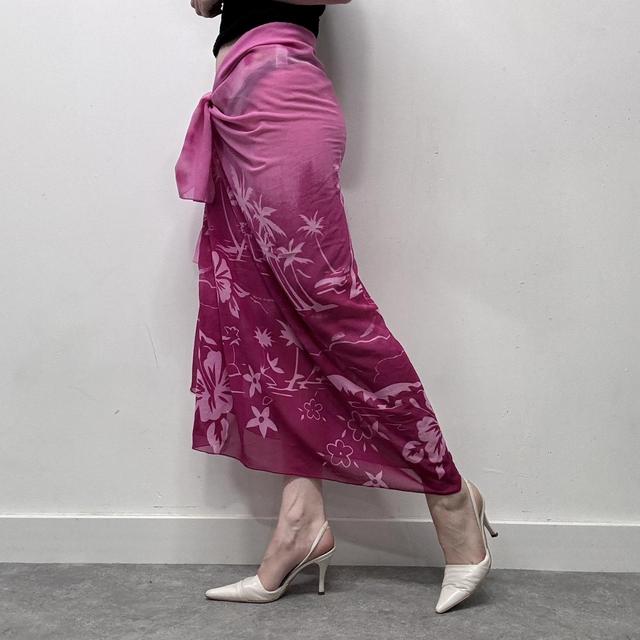 Vintage tropical patterned wrap sarong skirt