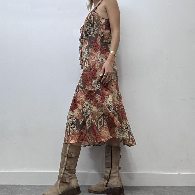 Leopard paisley printed bias cut dress