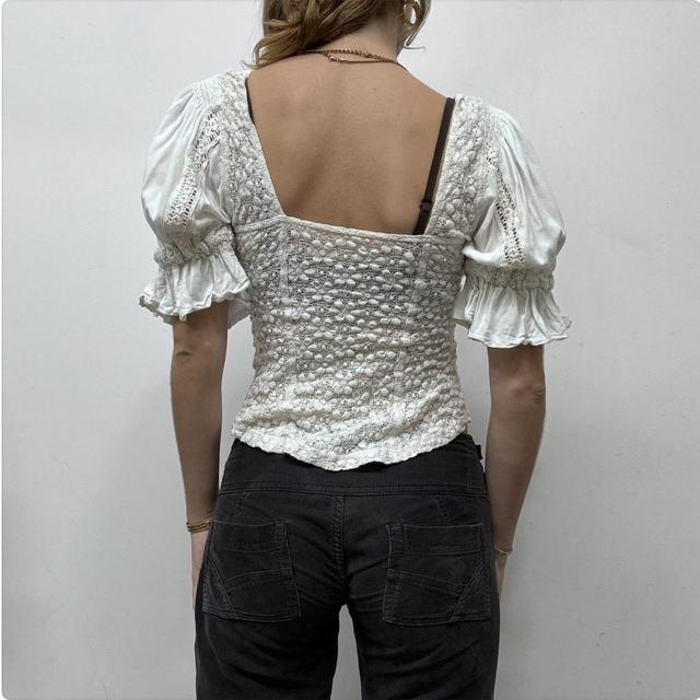 Slouchy lace milkmaid blouse