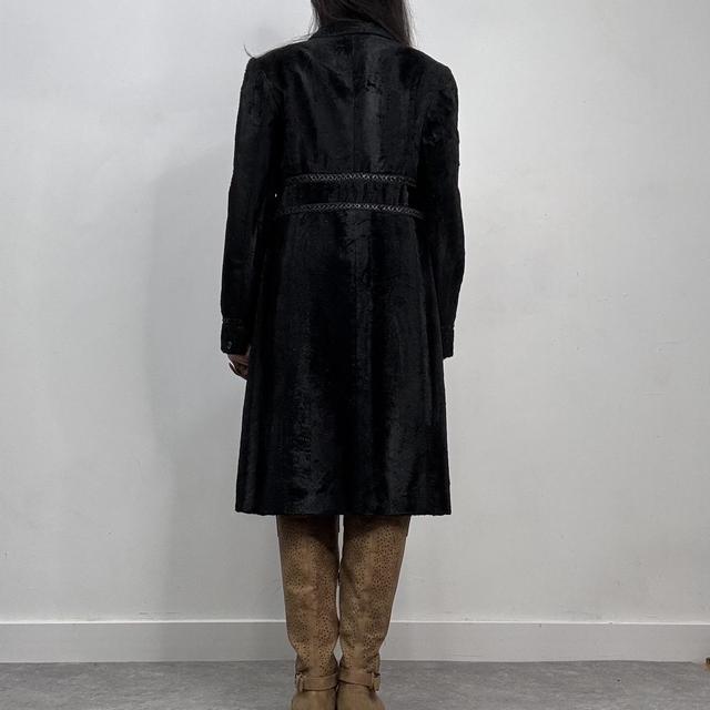 Black faux ponyhair fur peacoat coat