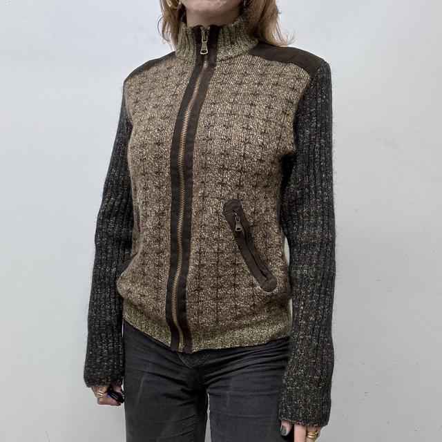 D&G brown knitted zip-up jumper
