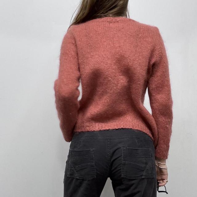 Sheer pink mohair knit slouchy jumper