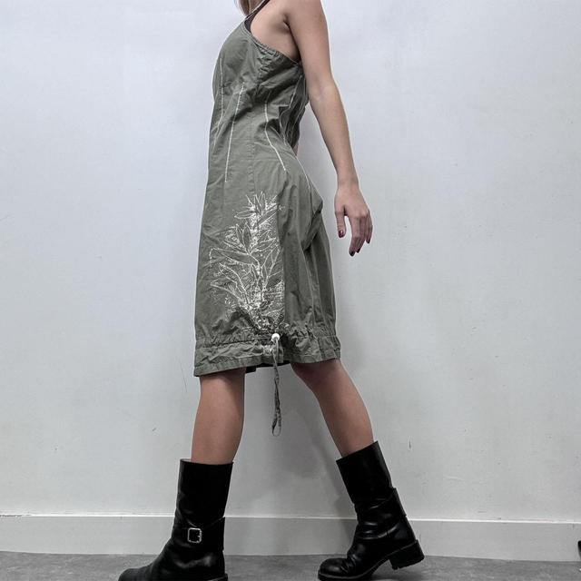 Khaki cargo aline midi dress