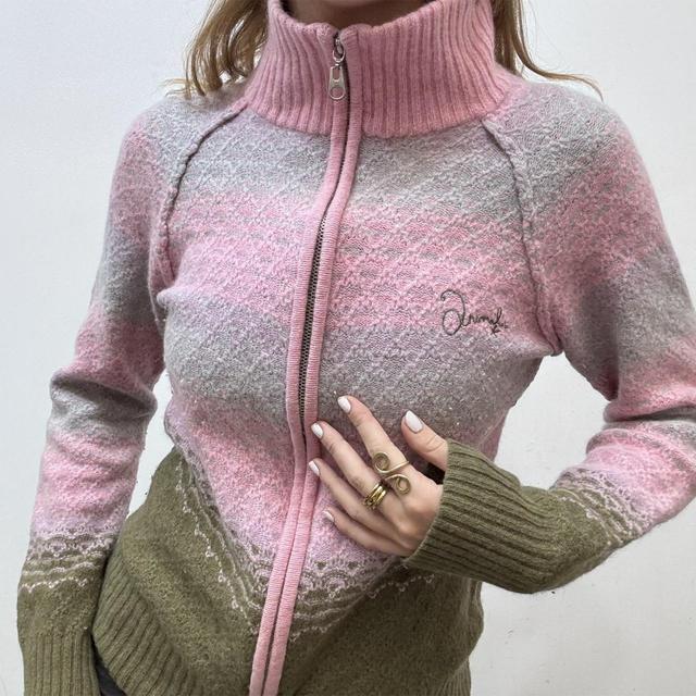 Ombre wool zip-up cardigan