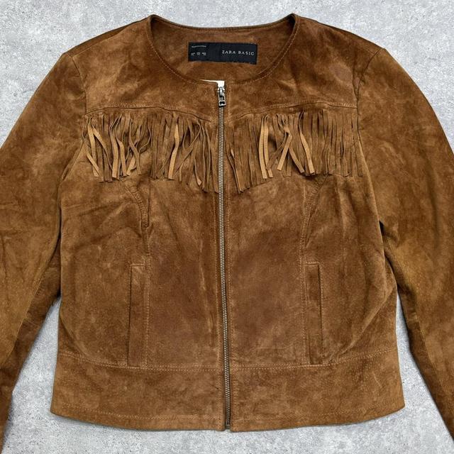 Western tassel leather suede jacket