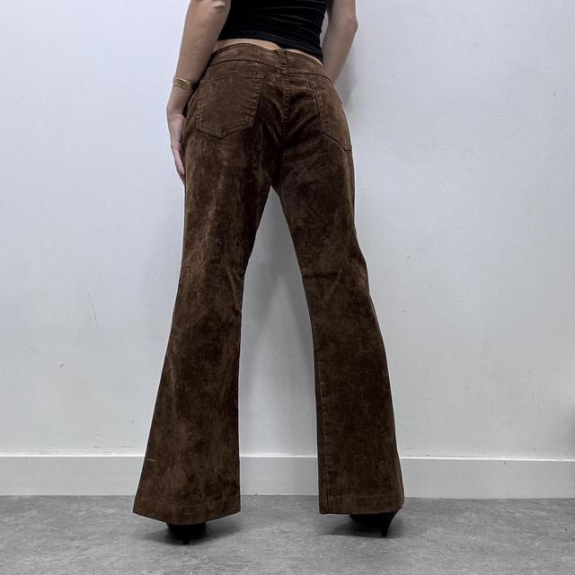 Brown distressed flared suede style jeans