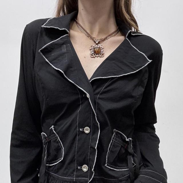 Black fitted contrast grunge shirt jacket