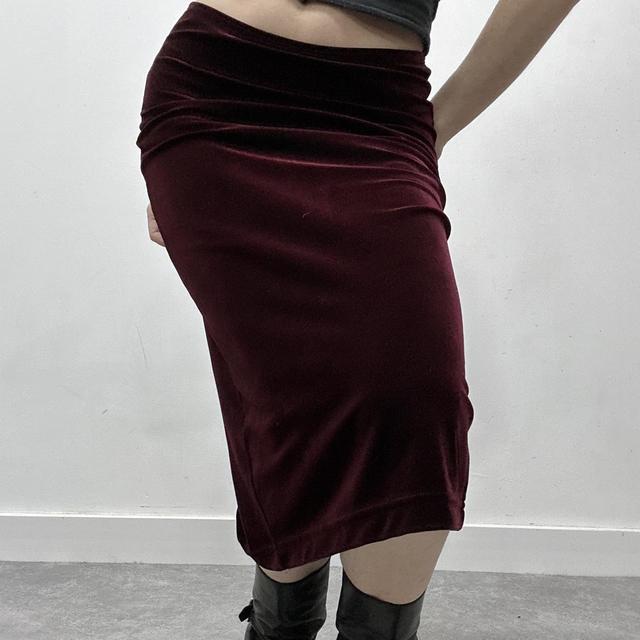 Dark red burgandy midi skirt