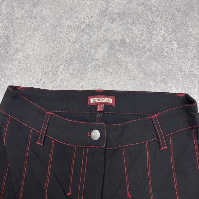 Black contrast stitch flared suit trousers
