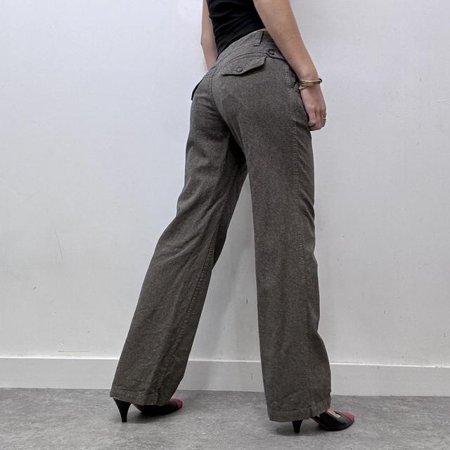 Grey pleated front suit trousers