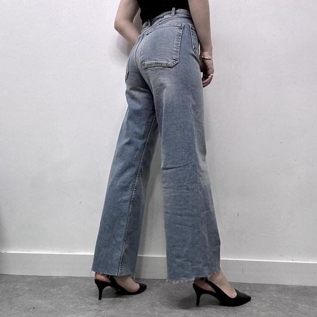 Flared pocket front wide leg zara jeans
