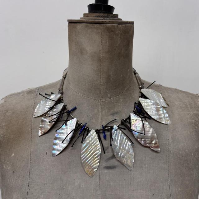 Boho fairy pearl leaf necklace