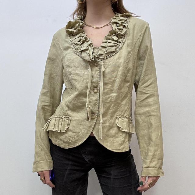 Ruffle linen fairy tan jacket