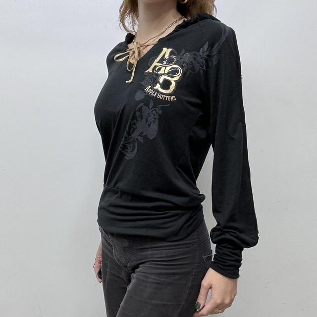 Black y2k graphic hoodie top