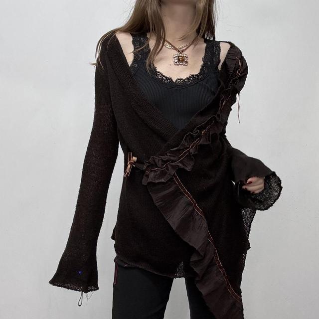 Slouchy wide neck knit cardigan