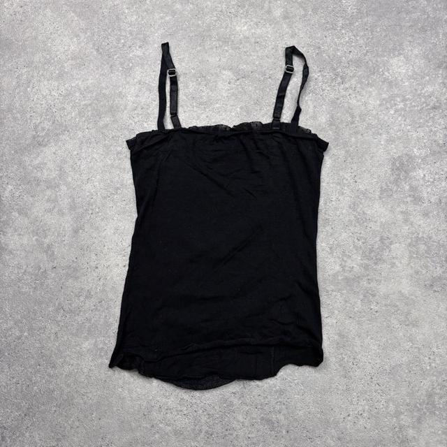 Black lace crinkle back vest top