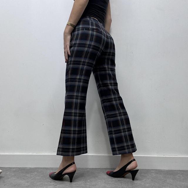 Flared officewear checked trousers