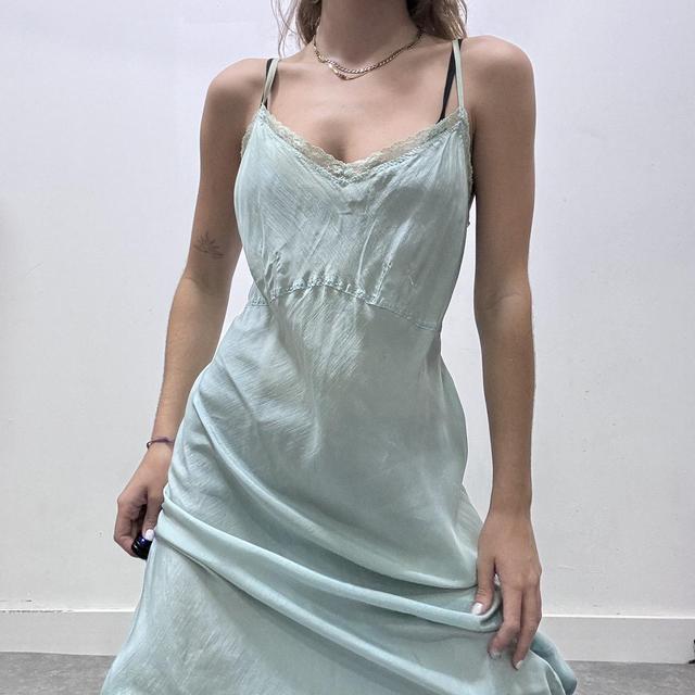 Blue sheer layered lace maxi dress