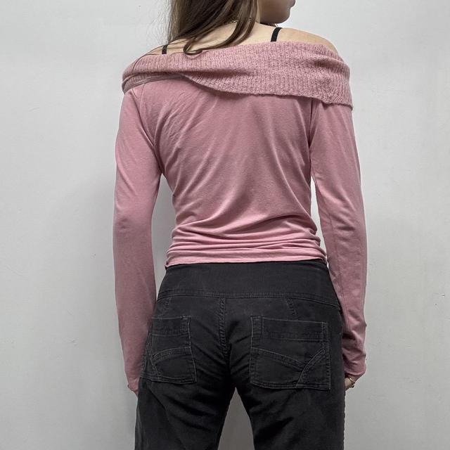 Pink mohair off the shoulder tshirt