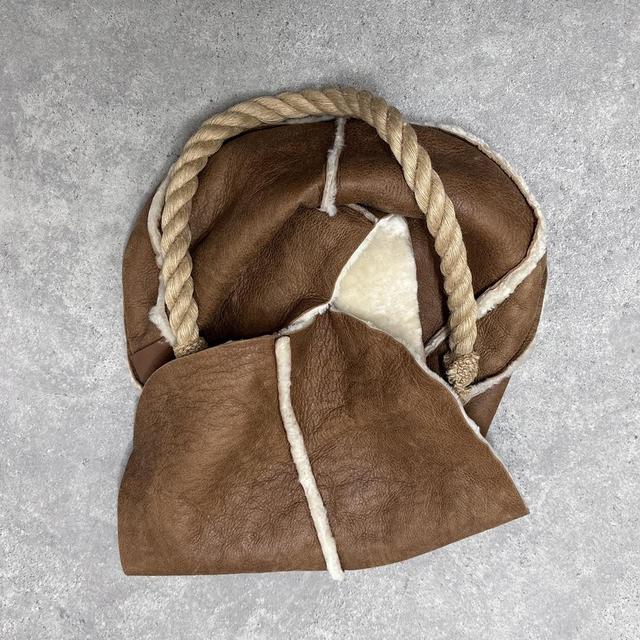 Shearling sheepskin leather shoulder bag